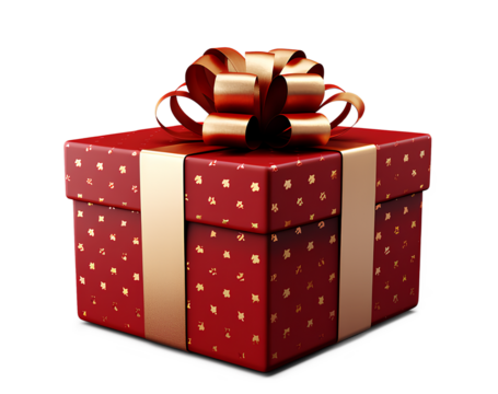 Red gift box, Gift box with a red ribbon bow isolated on a transparent background, Generative AI