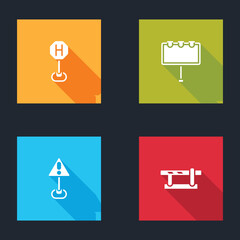 Set Hospital road traffic, Billboard with lights, Exclamation mark in triangle and Parking car barrier icon. Vector