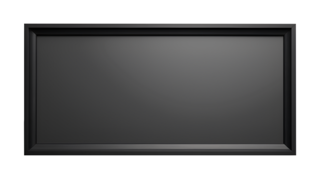 Realistic horizontal black picture frame isolated on a transparent background, Generative AI