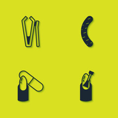 Set Nail cutter, manicure, file and icon. Vector