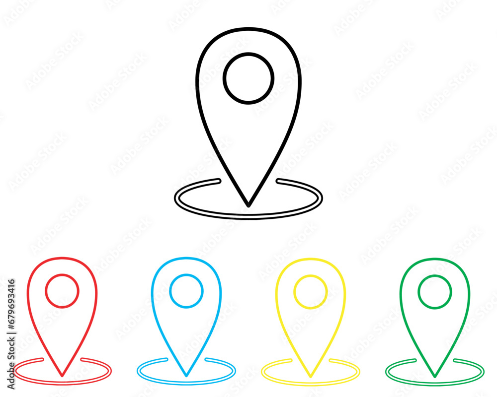 Poster location icon vector. pin sign symbol in trendy flat style. set elements in colored icons. pointer v