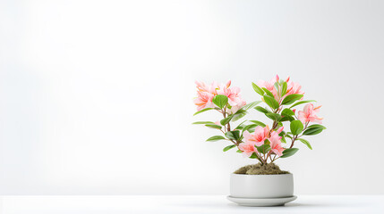 Fototapeta na wymiar pink flower in a pot, otted plant and accompanying flowers isolated on a white background, Generative AI