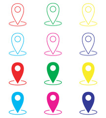 Location icon vector. Pin sign symbol in trendy flat style. Set elements in colored icons. Pointer vector icon illustration isolated on white background