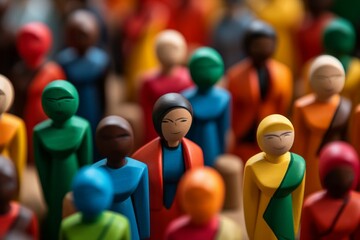 Multi-colored plastic figures - Anti-racism, international tolerance, humanity, Multicultural diverse, equality concept