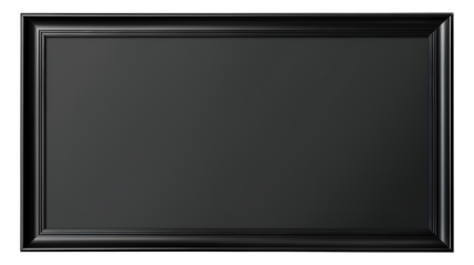 Realistic horizontal black picture frame isolated on a transparent background, Generative AI