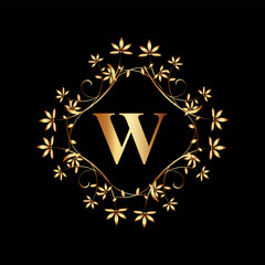 Creative letter logo design with golden color