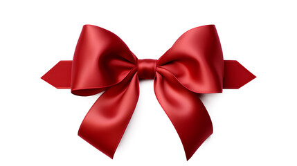 Fototapeta premium Red ribbon with a bow on a transparent background, Generative AI