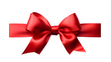 Naklejka premium Red ribbon with a bow on a transparent background, Generative AI
