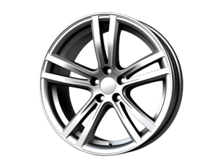 Shiny car rim isolated on Transparent or white background, Generative AI