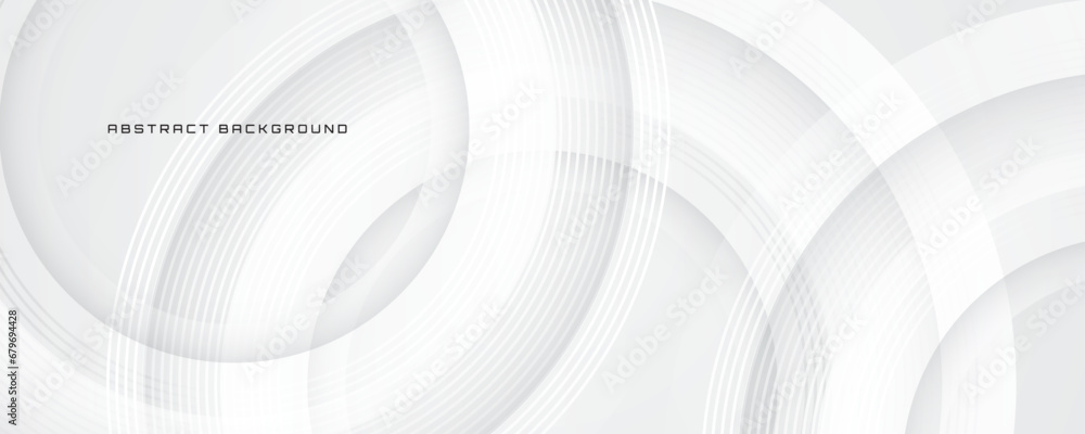 Poster 3d white geometric abstract background overlap layer on bright space with circles shape effect decor