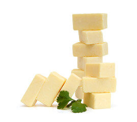 Piece of cheese isolated on a white background