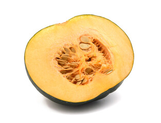 Butternut squash and slices pumpkin on white background 