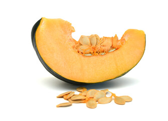 Butternut squash and slices pumpkin on white background 