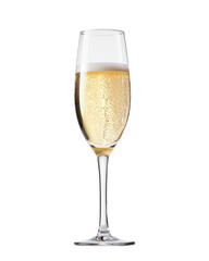 glass of champagne on transparent background. PNG file. AI generated - obrazy, fototapety, plakaty