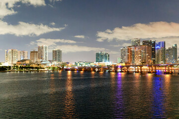 Fototapeta na wymiar Miami city at night time, USA