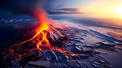 A volcano erupting in northern Europe