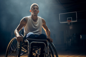 Adaptive Excellence: Afro-American Disabled Basketball Player in Custom Wheelchair
