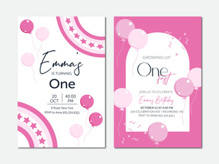 Birthday invitation set.  The upright Set is great for social media posts, cards, brochures, flyers, and advertising poster templates. Vector illustration.