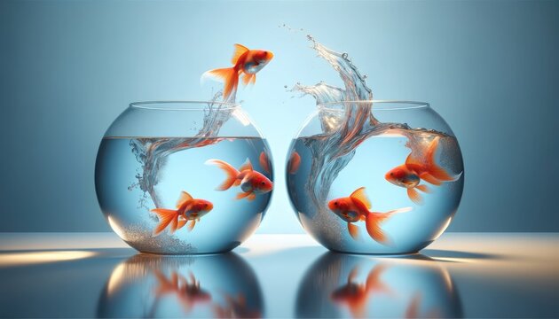 Captivating moment as a vibrant orange goldfish changes teams.