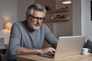 senior man working on laptop