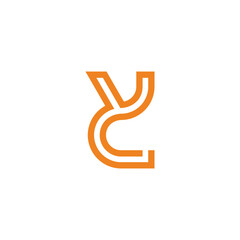 letter yc curves stripes outline logo vector