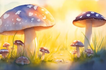 Fantasy wonderland mushrooms. AI generated illustration