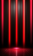 Gleaming red neon lines on a dark background. Vertical abstract background