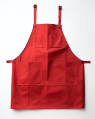 a red apron with pockets
