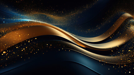 Beautiful festive dark blue background with golden stripe and particle as wallpaper background illustration