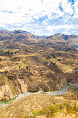 Colca Canyon, Peru,South America. Incas to build Farming terraces with Pond and Cliff.