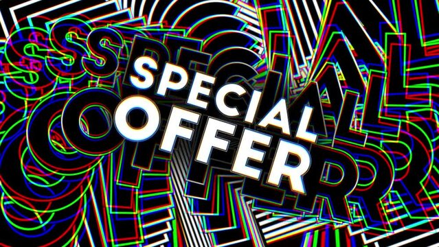Special offer trippy animated text. Hypnotic warp, optical illusion animation.