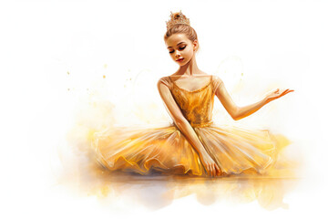 Whimsical Ballerina Princess in Glittery Cartoon - obrazy, fototapety, plakaty
