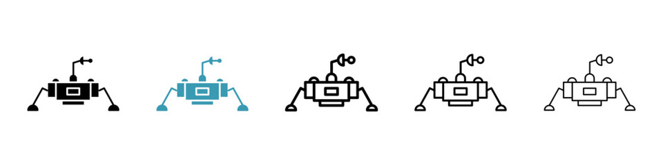 Moon lander line icon set. Space mars rover symbol for UI designs. - obrazy, fototapety, plakaty