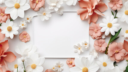 Simple floral background with a blank white frame in the center.