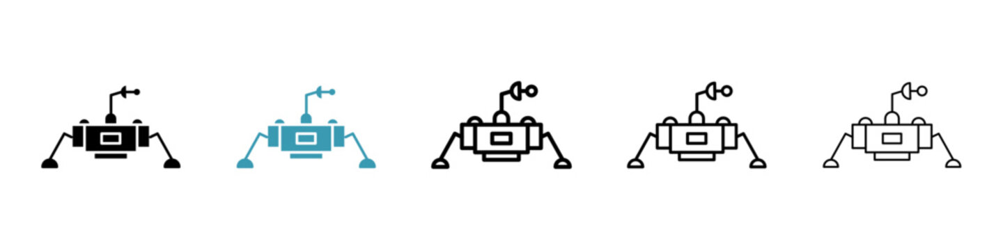 Moon lander line icon set. Space mars rover symbol for UI designs.