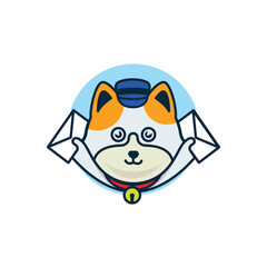 Cat Postman Logo Design Vector