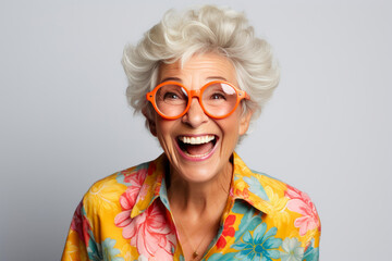 Elderly Humor: Joyful Granny in Casual Charm