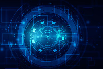 2d illustration Abstract futuristic electronic circuit technology background
