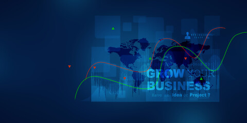 2d rendering Stock market online business concept. business Graph 