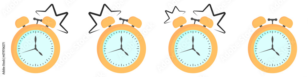 Poster alarm clock vector icon set. set of clocks with a bell vector. countdown beep icon. a set of alarm c