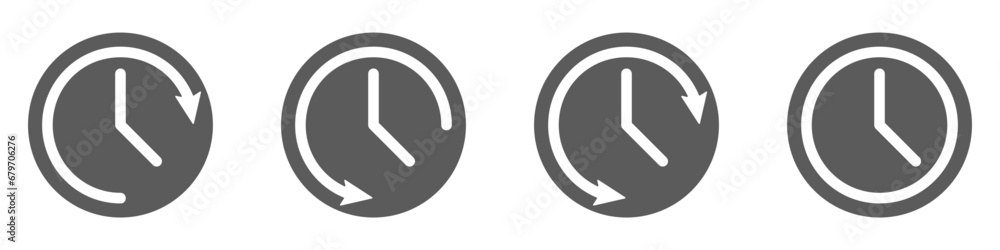 Poster timer vector icon set. time return icons vector. product return symbol set. clocks of the flow of ti