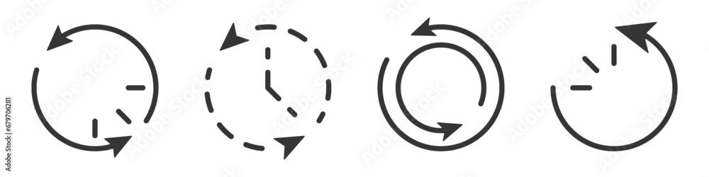  timer vector icon set. time return icons vector. product return symbol set. clocks of the flow of ti