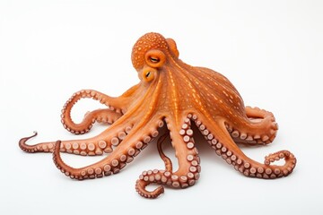 Gorgeous octopus with tentacles floating in the ocean against a clean white background