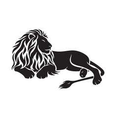 Silent Night's Embrace: Lion Sleeping - A Serene Silhouette Illustrating the Gentle Sleep of a Lion Under the Moonlit Sky