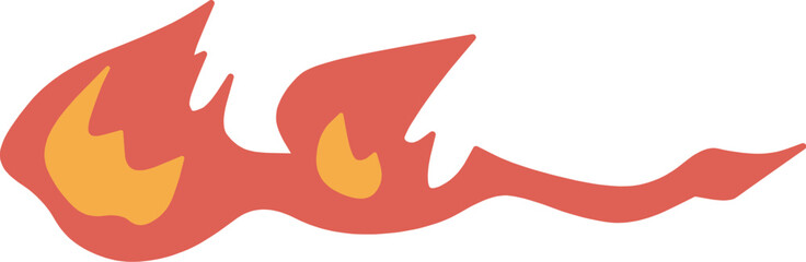 火炎放射器から放射されているような横に飛び出している炎のイラスト