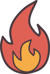 シンプルな揺らいでいる炎のアイコン風イラスト