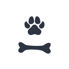 Dog paw print icon logo cartoon symbol character - obrazy, fototapety, plakaty