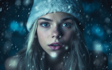 Winter Elegance Beautiful Woman in Wool Hat