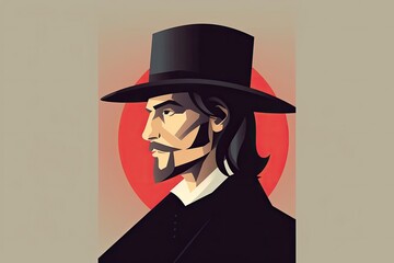 Dapper Gentleman in a Top Hat Embodying the Timeless Elegance of a Generative AI - obrazy, fototapety, plakaty