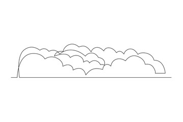 One continuous line drawing of Sky clouds white. Clouds concept. Doodle vector illustration in simple linear style.